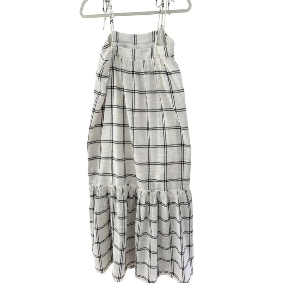 Abercrombie & Fitch Plaid  Maxi Linen Blend Dress XS Petite Coastal Cottage Chic